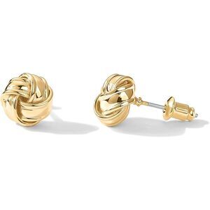 14K Yellow Gold Plated 925 Sterling Silver Post Love Knot Stud Earrings